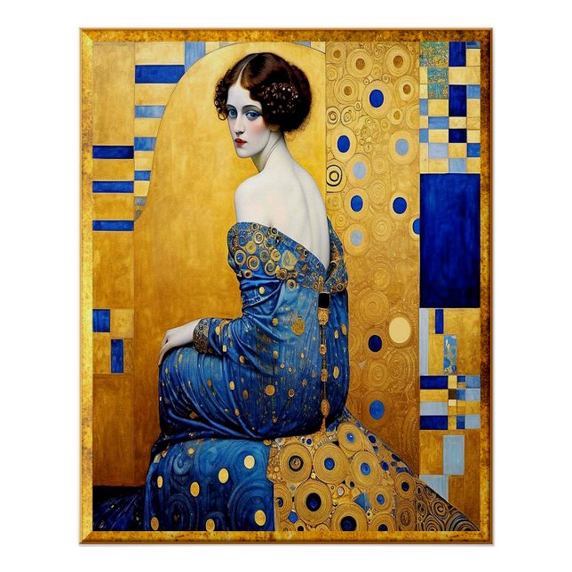 Gustav Klimt Style Porträt einer Frau Poster (Vorderseite)