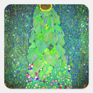 Gustav Klimt Sunflower Quadratischer Aufkleber