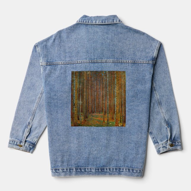 Gustav Klimt - Tannenwald Pinienwald Jeansjacke (Rückseite)
