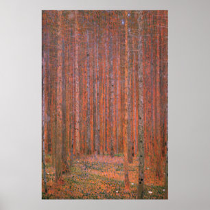 Gustav Klimt Tannenwald Rote Bäume Poster