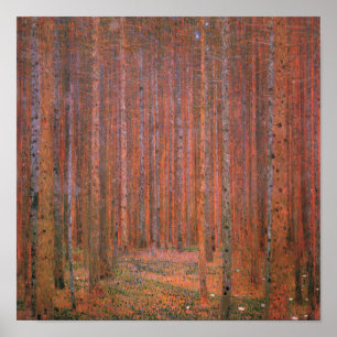 Gustav Klimt Tannenwald Rote Bäume Poster