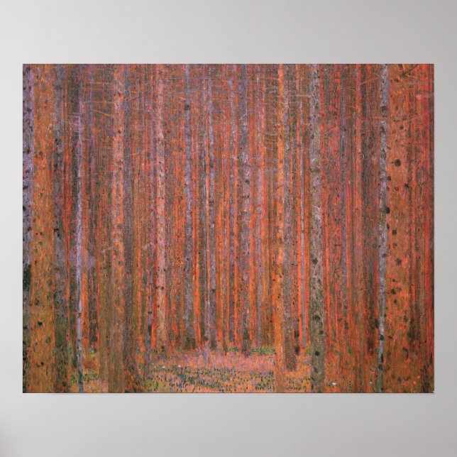 Gustav Klimt Tannenwald Rote Bäume Poster (Vorne)