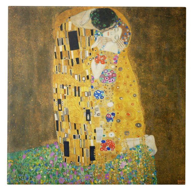 Gustav Klimt The Kiss Fliese (Vorderseite)