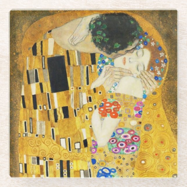 Gustav Klimt The Kiss Glasuntersetzer (Vorderseite)