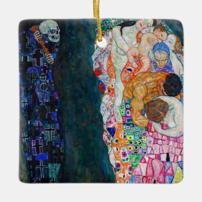 Gustav Klimt - Tod und Leben Keramikornament (Vorderseite)