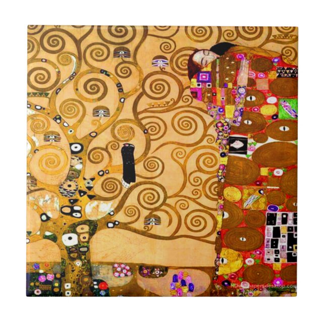 Gustav Klimt Tree of Life Fliese (Vorderseite)