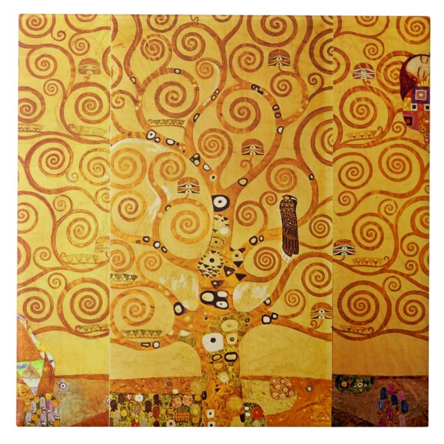 Gustav Klimt Tree of Life: Jugendstil-Symbolist Fliese (Vorderseite)