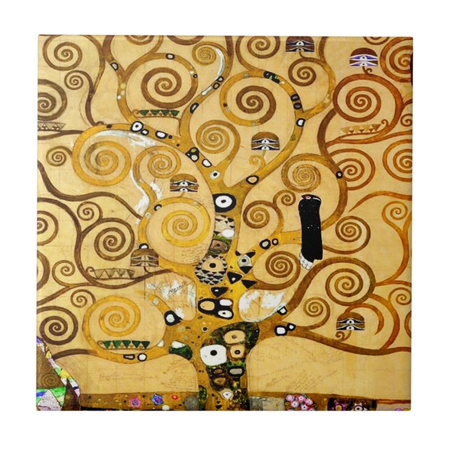 Gustav Klimt Tree of Life: Jugendstil-Symbolist Fliese (Vorderseite)