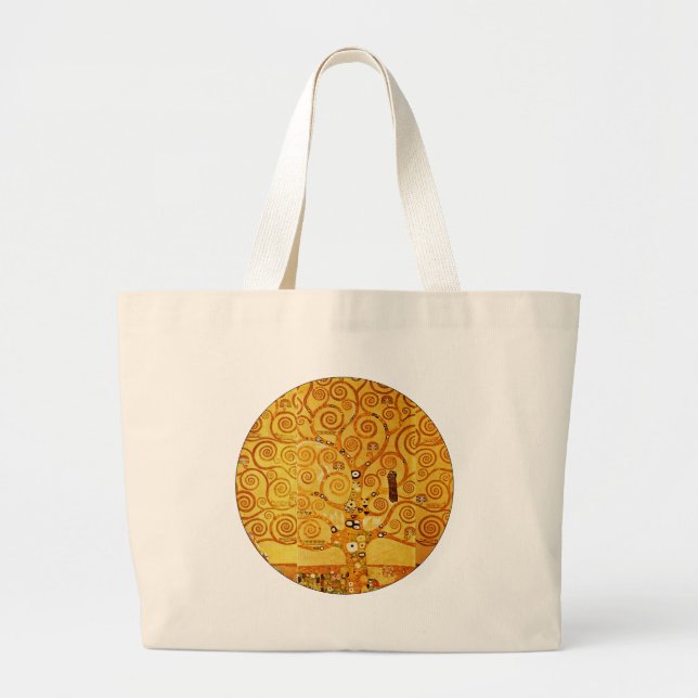 Gustav Klimt Tree of Life: Jugendstil-Symbolist Jumbo Stoffbeutel (Vorne)