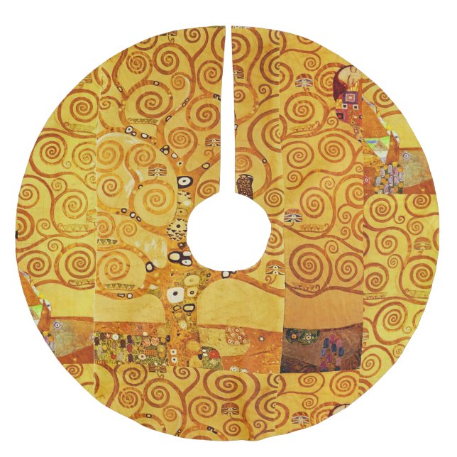 Gustav Klimt Tree of Life: Jugendstil-Symbolist Polyester Weihnachtsbaumdecke (Vorderseite)