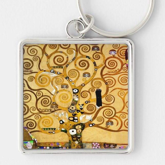 Gustav Klimt Tree of Life: Jugendstil-Symbolist Schlüsselanhänger (Vorne)