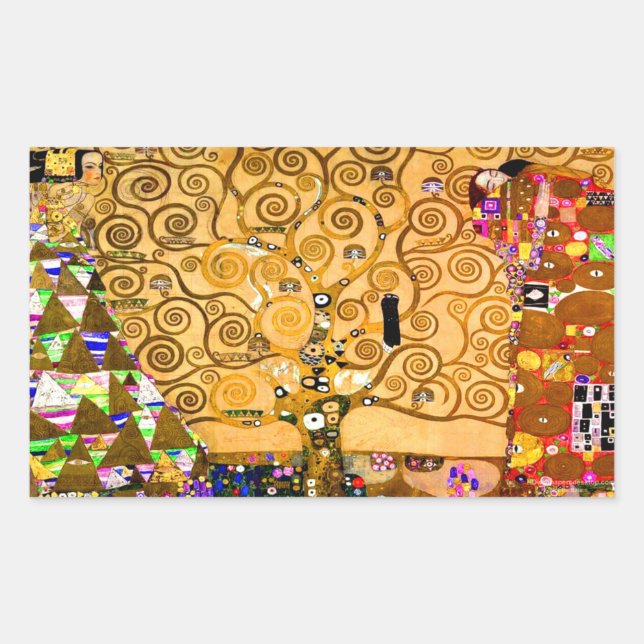 Gustav Klimt Tree of Life Rechteckiger Aufkleber (Vorderseite)