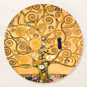 Gustav Klimt Tree of Life Runder Pappuntersetzer