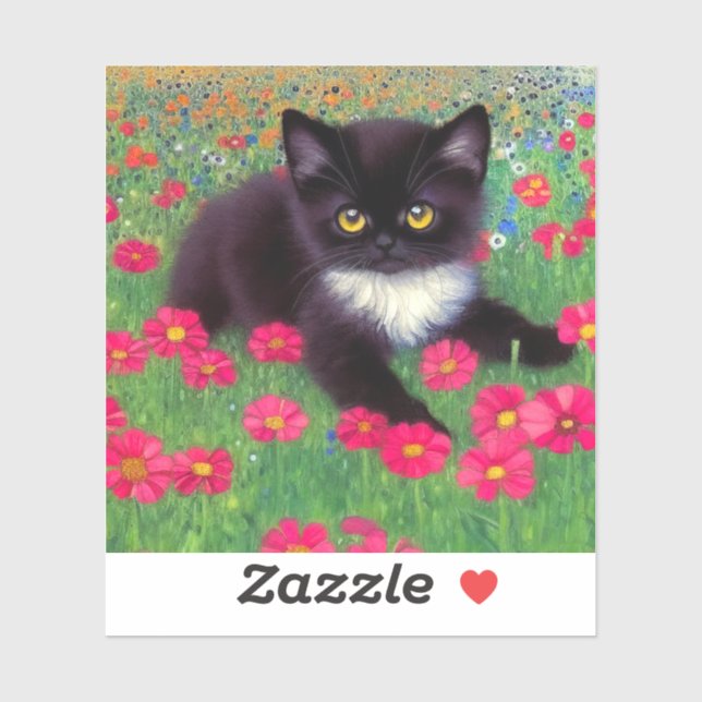 Gustav Klimt Tuxedo Cat Aufkleber (Blatt)