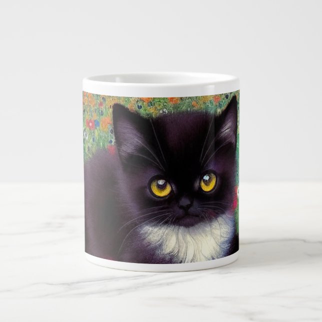 Gustav Klimt Tuxedo Cat Jumbo-Tasse (Vorderseite)