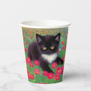 Gustav Klimt Tuxedo Cat Pappbecher