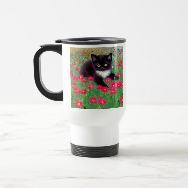 Gustav Klimt Tuxedo Cat Reisebecher (Links)