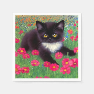 Gustav Klimt Tuxedo Cat Serviette