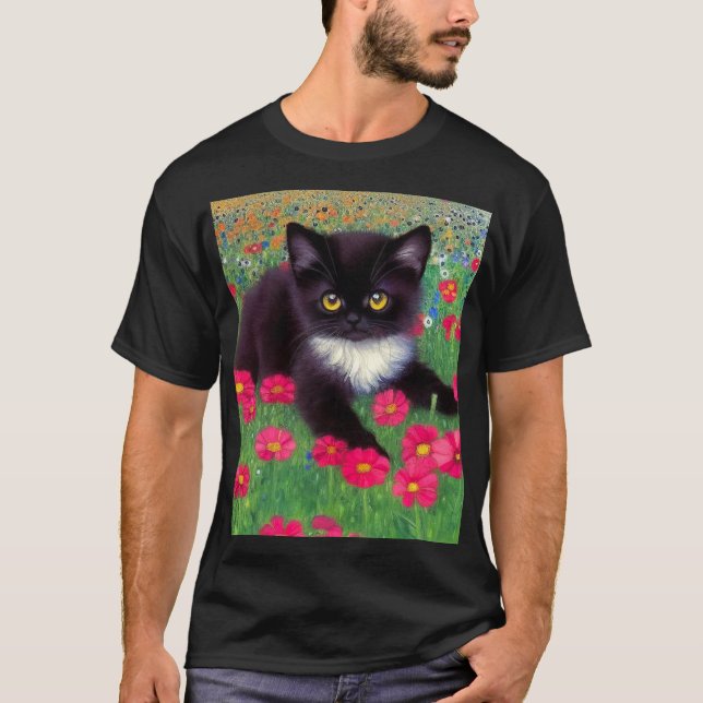 Gustav Klimt Tuxedo Cat T-Shirt (Vorderseite)
