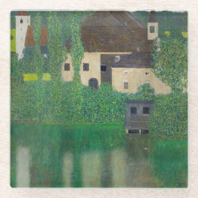 Gustav Klimt - Wasserburg Glasuntersetzer (Vorderseite)
