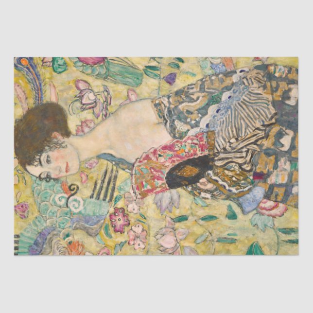 Gustav Klimt Woman mit einer Fandekoupage Seidenpapier (Vorderseite)