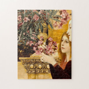 Gustav Klimt - zwei Mädchen mit Oleander Puzzle