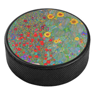 Gustav Klimts Bauerngarten mit Sonnenblumen Eishockey Puck