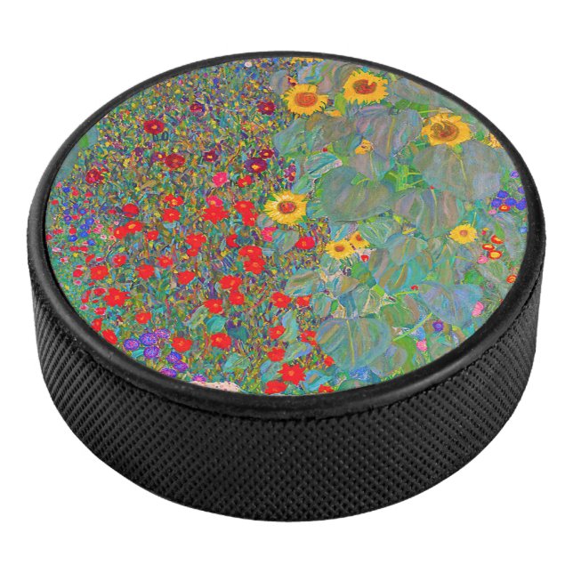Gustav Klimts Bauerngarten mit Sonnenblumen Eishockey Puck (3/4)