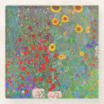 Gustav Klimts Bauerngarten mit Sonnenblumen Glasuntersetzer<br><div class="desc">Gustav Klimts Bauerngarten mit Sonnenblumen Glass Untersetzer.</div>
