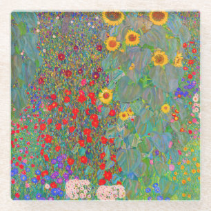 Gustav Klimts Bauerngarten mit Sonnenblumen Glasuntersetzer