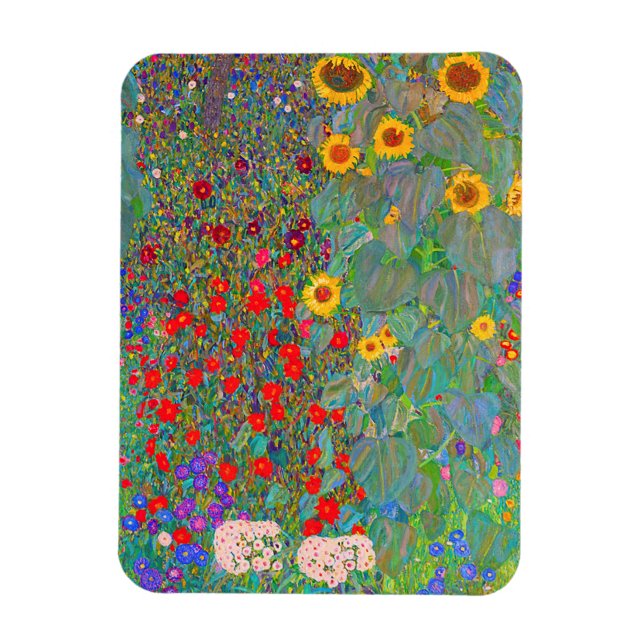 Gustav Klimts Bauerngarten mit Sonnenblumen Magnet (Vertikal)