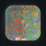 Gustav Klimts Bauerngarten mit Sonnenblumen Pappteller<br><div class="desc">Gustav Klimts Bauerngarten mit Sonnenblumenpapier-Tellern.</div>