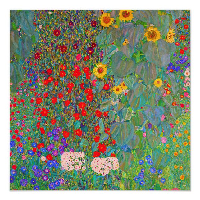 Gustav Klimts Bauerngarten mit Sonnenblumen Poster (Vorderseite)