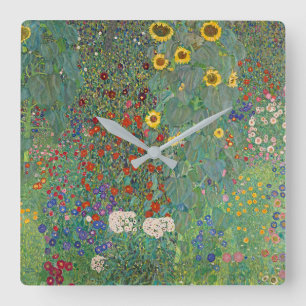 Gustav Klimts Bauerngarten mit Sonnenblumen Quadratische Wanduhr