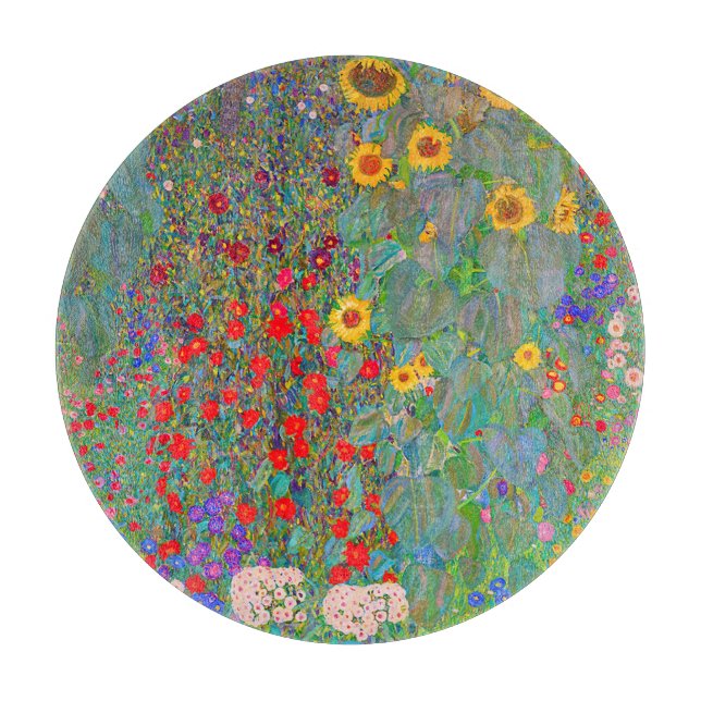 Gustav Klimts Bauerngarten mit Sonnenblumen Schneidebrett (Vorderseite)