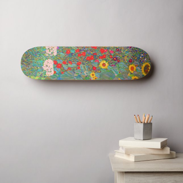 Gustav Klimts Bauerngarten mit Sonnenblumen Skateboard (Wandkunst (Horz))