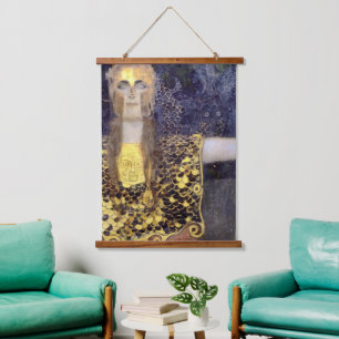 Gustav Klimts berühmtes Bild von Pallas Athena Wandteppich Mit Holzrahmen