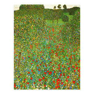 Gustav Klimts berühmtes Gemälde Mohnfeld (1907). Fotodruck