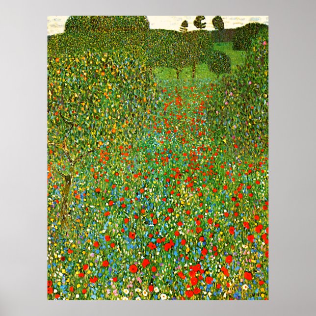 Gustav Klimts berühmtes Mohnfeld (1907). Poster (Vorne)