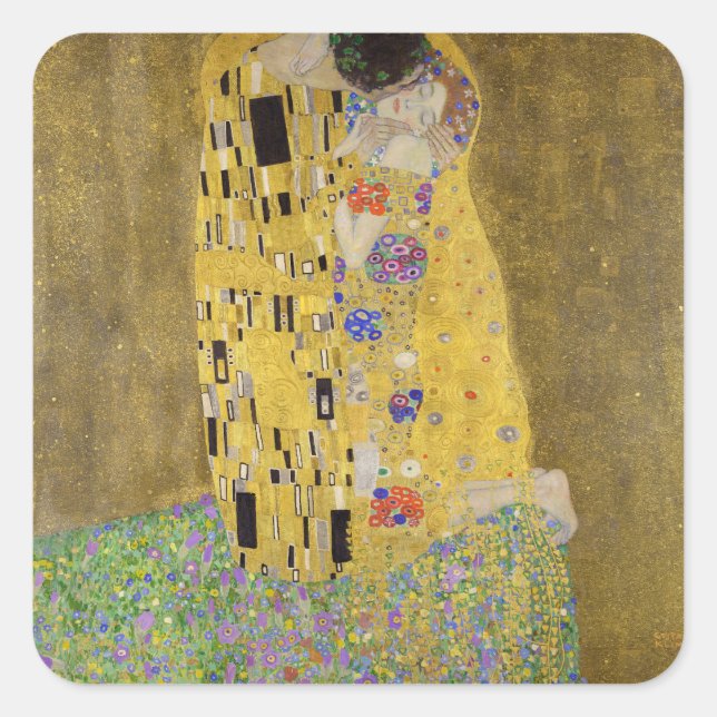 Gustav Klimts Kunst des Kissenmalens Quadratischer Aufkleber (Vorderseite)