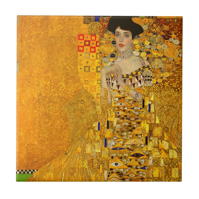 Gustav Klimts Portrait von Adele Bloch-Bauer I Fliese (Vorderseite)
