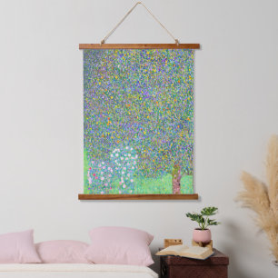 Gustav Klimts Rosensträucher unter dem Baum Gemäld Wandteppich Mit Holzrahmen