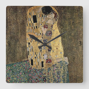 Gustav Klimt's The Kiss (circa 1908) Quadratische Wanduhr
