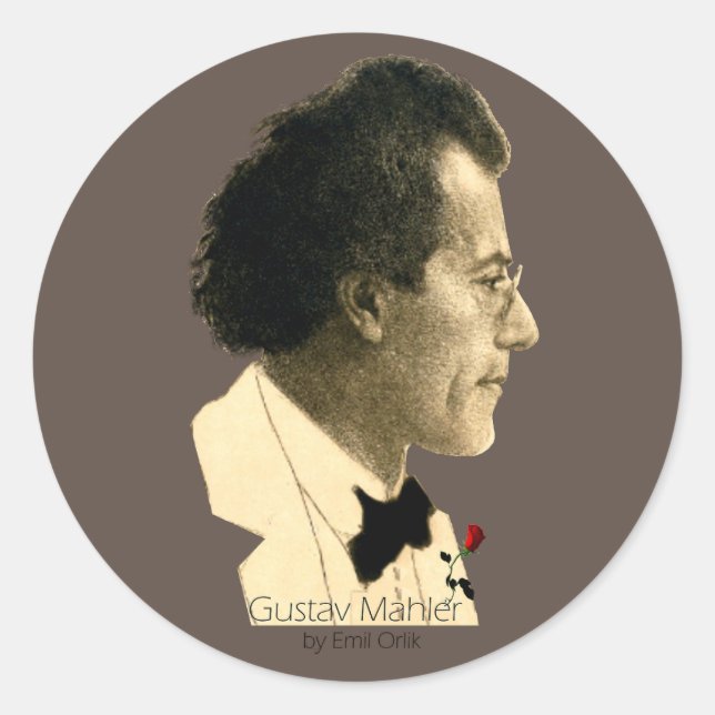 Gustav Mahler Runder Aufkleber (Vorderseite)