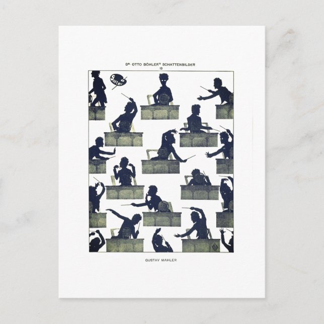 Gustav Mahler Silhouette von Otto Böhler Postkarte (Vorderseite)