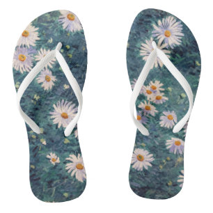 Gustave Caillebotte - Bed of Daisies, Detail Flip Flops