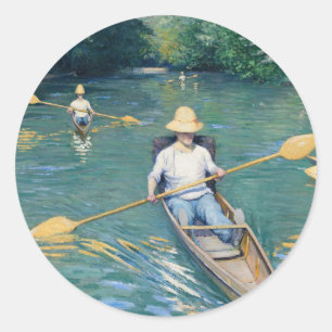 Gustave Caillebotte - Boote auf der Yerres Runder Aufkleber