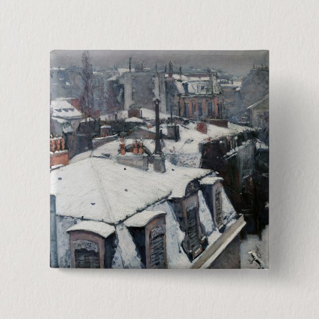 Gustave Caillebotte - Dächer im Schnee Button (Vorderseite)