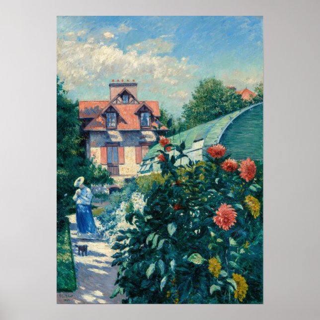 Gustave Caillebotte - Dahlias, Garten Poster (Vorne)