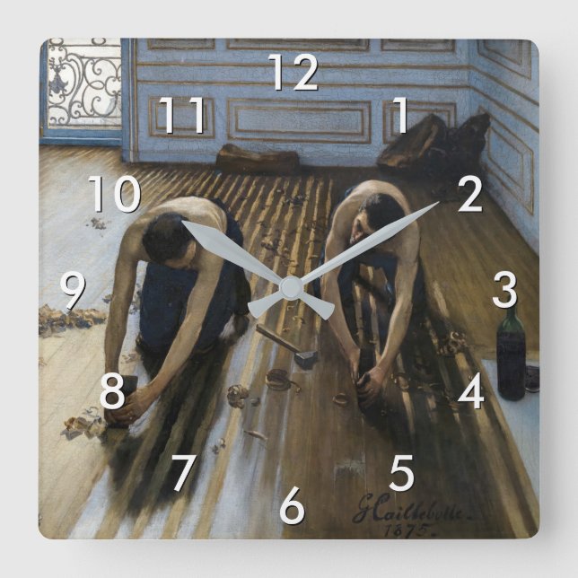 Gustave Caillebotte - Die Bodenschutzwesten Quadratische Wanduhr (Vorderseite)